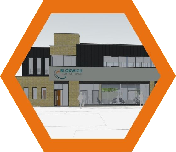 CGI of front of Bloxwich Launchpad building