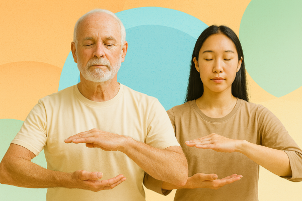 Two people practicing Tai Chi