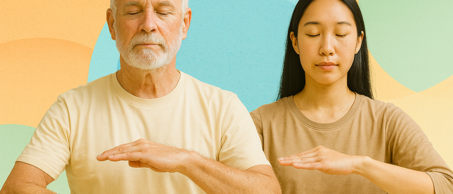 Two people practicing Tai Chi